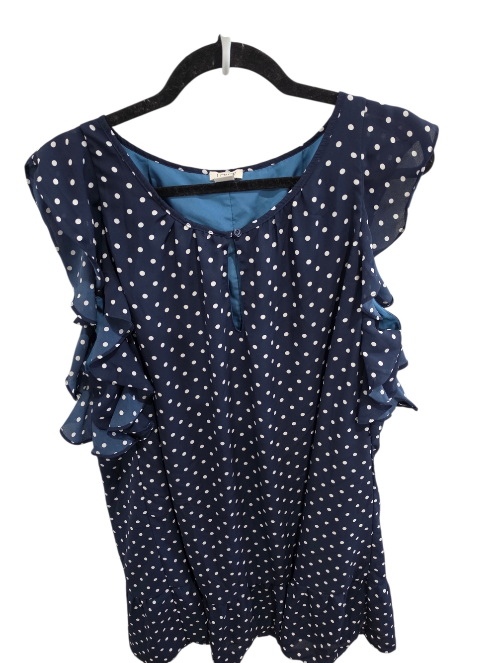 J. Crew Navy and White Polka Dot Ruffle Sleeve Midi Dress Size XL. Cottagecore